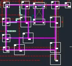 Referencia CAD de replanteo de zapatas